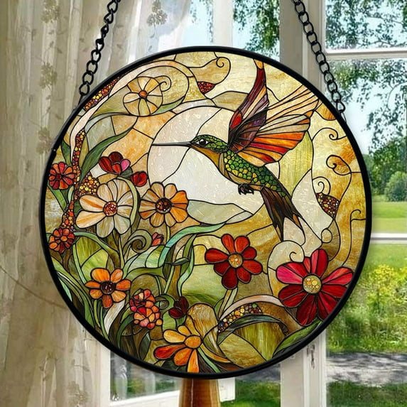 Boho Hummingbird and Wildflowers Ornament Suncatcher Window Hangings Birthday Gift for Mom Grandma Teacher Women Friend Christmas, 2025, 2025, Holiday Decoration, Seasonal