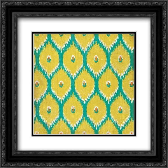 Boho Ikat I 2x Matted 20x20 Black Ornate Framed Art Print by Pugh, Jennifer