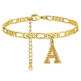 thumbnail image 1 of Boho Initial Anklet Gold Plated Hexagon Letter Charm Adjustable Foot Chain Jewelry for Women, 1 of 3