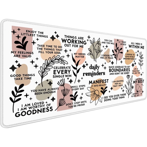 Boho Inspirational Large Mouse Pad 31.5x15.7inch, Daily Reminders Mental Health Large Extended Computer Desk Mat Mousepad for Keyboard and Mouse, Office Desk Accessories