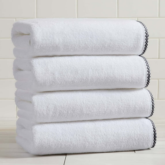 Boho-Inspired Border Quick-Dry Cotton 4 Pack Bath Towel Set