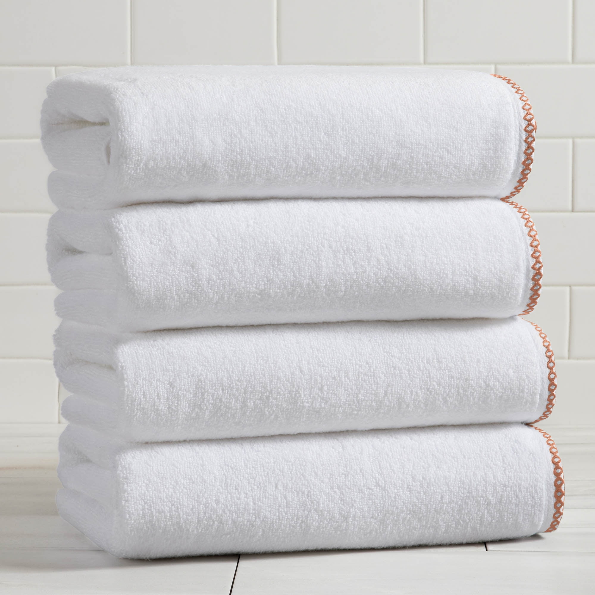 Boho-Inspired Border Quick-Dry Cotton 4 Pack Bath Towel Set