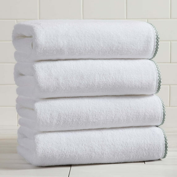 Boho-Inspired Border Quick-Dry Cotton 4 Pack Bath Towel Set