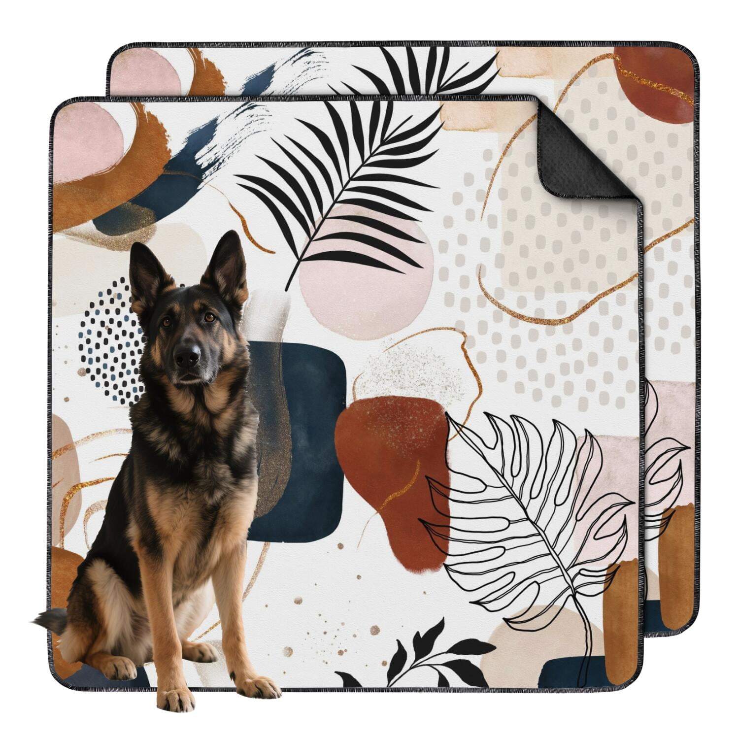 Boho Inspired Chic Washable Puppy Pads, Large 48x48 Inch Reusable with Non-Slip Bottom, Leak-Proof and Highly Absorbent for Fashionable Pet Care