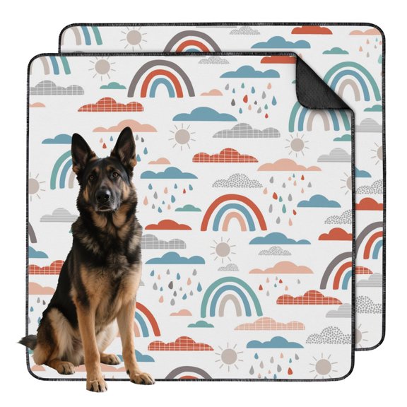 Boho Inspired Design Washable Dog Pads, Large 48x48 Reusable Puppy Training Pads with Non-Slip Backing, Leak-Proof for Stylish Home Environments