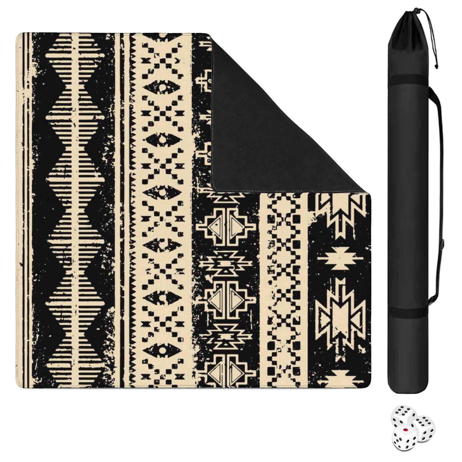 Boho Inspired Extra Large Non-Slip Game Mat 31.5x31.5 Inch Rubber Mahjong Table Cover with Noise Reduction for Playing Tiles Cards and Family Game Nights
