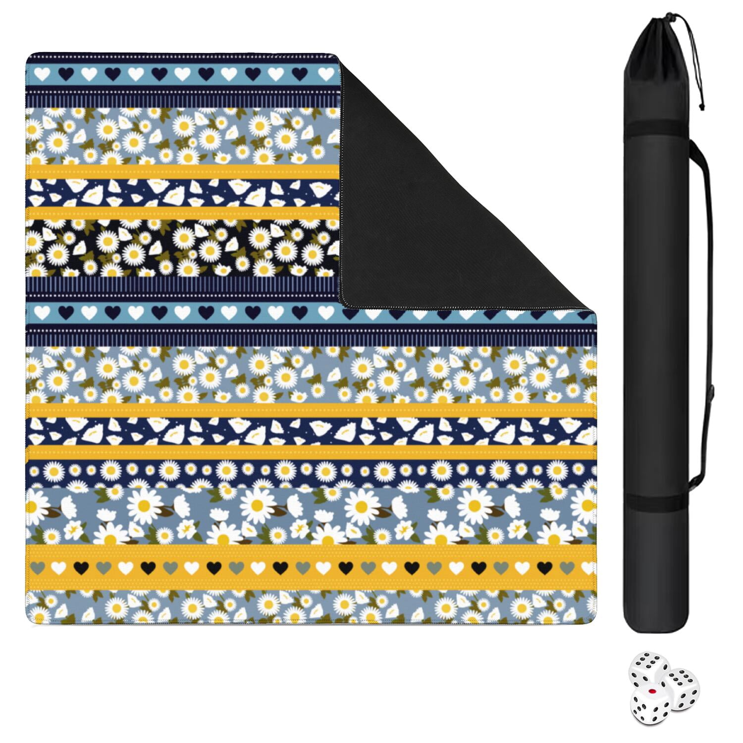 Boho Inspired Extra Large Non-Slip Game Mat 31.5x31.5 Inch Rubber Mahjong Table Cover with Noise Reduction for Playing Tiles Cards and Family Game Nights