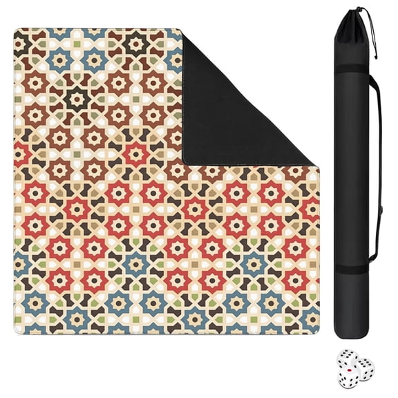 Boho Inspired Extra Large Non-Slip Game Mat 31.5x31.5 Inch Rubber Mahjong Table Cover with Noise Reduction for Playing Tiles Cards and Family Game Nights