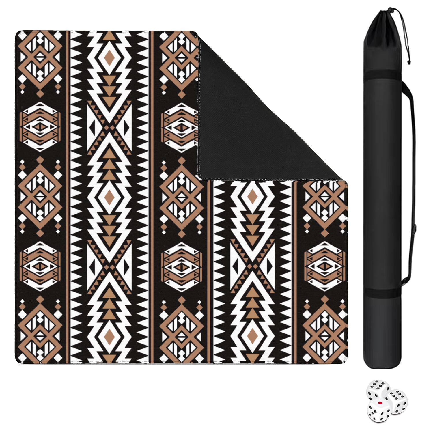 Boho Inspired Large Non-Skid Rubber Pad for Game Tables 31.5 Inch Square Mahjong Playing Mat with Quiet Design for Tiles Cards and Family Entertainment