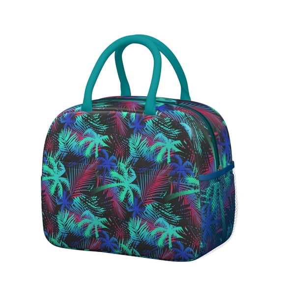Boho-Inspired Thermal Lunch Bag Featuring Summer Beach Palm Trees - Sturdy Build with Metal Zipper - Easy to Clean & Portable for On-the-Go Lifestyles