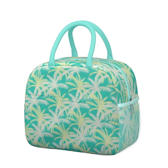 Boho-Inspired Thermal Lunch Bag Featuring Summer Beach Palm Trees - Sturdy Build with Metal Zipper - Easy to Clean & Portable for On-the-Go Lifestyles