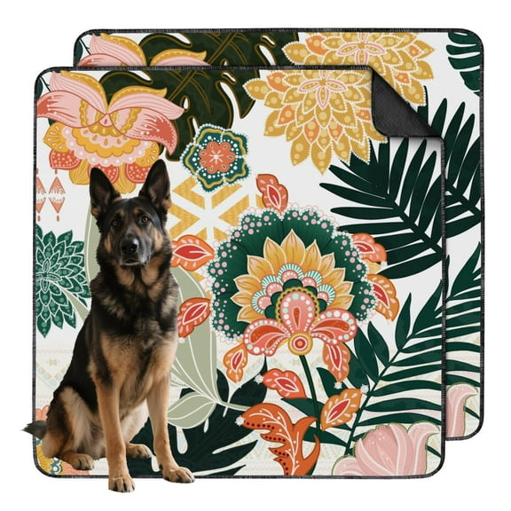 Boho Inspired Washable Dog Pee Pads, Large 48x48 Reusable Puppy Training Pads with Non-Slip Grip, Leak-Proof for Discreet Indoor Potty Protection