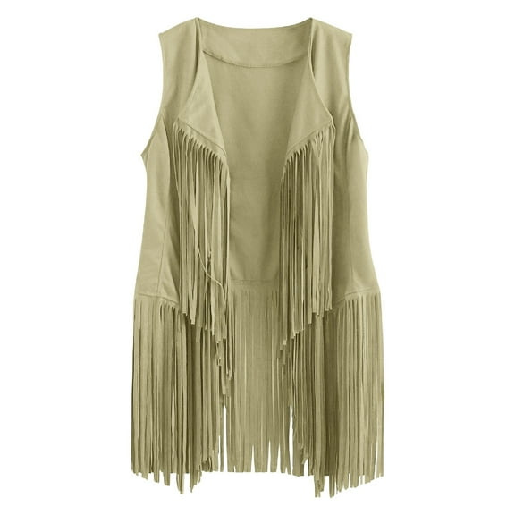 Boho Jacket, Yigetop Women Casual Tassel Vest Sleeveless Open Front Cardigan Tank Jacket Outerwear Fringe Vest Mint Green L