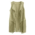 thumbnail image 1 of Boho Jacket, Yigetop Women Casual Tassel Vest Sleeveless Open Front Cardigan Tank Jacket Outerwear Fringe Vest Mint Green XL, 1 of 2