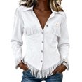 thumbnail image 1 of Boho Jackets for Women Long Sleeve Western Fringe Shacket Suede Barn Jackets, 2XL, 1 of 5