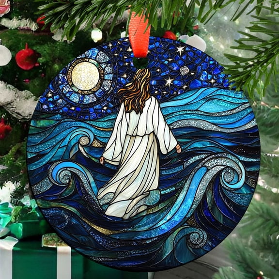 Boho Jesus Walking On Water Ornament Window Hanging, Suncatcher for Women, Window Decor Perfect Home Decorr, 2025, Holiday Decoration, 2025, Festive Home Accent, Memorable
