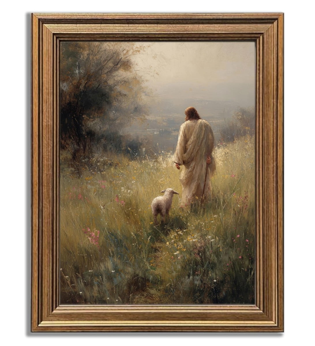 Al Prin Boho Jesus Wall Art, Gold 99 Sheep And Lamb, Bible Verse Prin ...