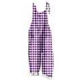 thumbnail image 1 of Boho Jumpsuits for Women Plaid Printed Plus Size Sleeveless Casual Pullover Wide Leg Spring Summer Vacation Rompers for Spring Summer Purple S-5XL, 1 of 5