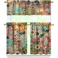 thumbnail image 1 of Boho Kitchen Curtains,Bohemian Flower Kitchen Curtains Sets for Windows,Kitchen Curtain Sink Window Valance 3 Piece Set,Boho Floral Kitchen Decor for Living Room 54x36 Inches, 1 of 6