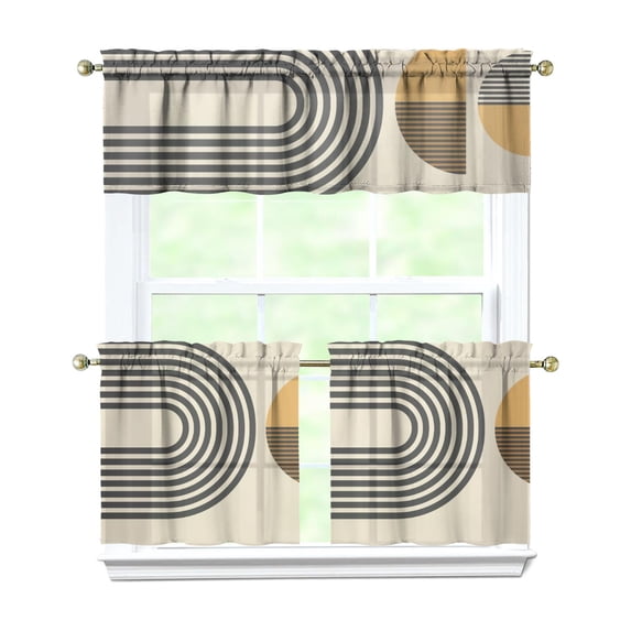 Boho Kitchen Curtains for Windows – Rustic Tribal Floral Print Cafe Curtains, Vintage Bohemian Geometric Panels for Home Décor