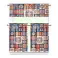 thumbnail image 1 of Boho Kitchen Curtains for Windows – Rustic Tribal Floral Print Cafe Curtains, Vintage Bohemian Geometric Panels for Home Décor, 1 of 6