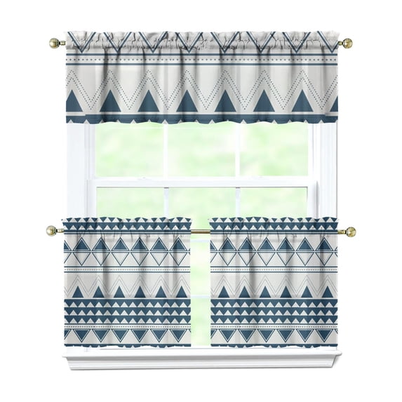Boho Kitchen Curtains for Windows – Rustic Tribal Floral Print Cafe Curtains, Vintage Bohemian Geometric Panels for Home Décor