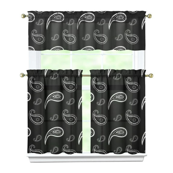 Boho Kitchen Curtains for Windows – Rustic Tribal Floral Print Cafe Curtains, Vintage Bohemian Geometric Panels for Home Décor