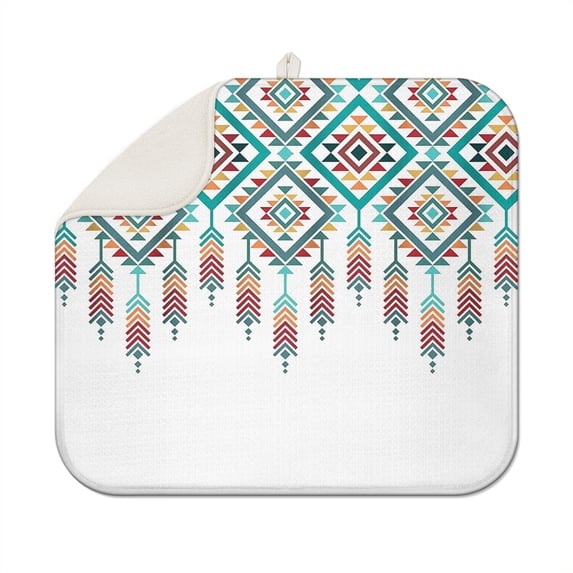 Boho Kitchen Dish Drainer Mat 16x18 Inch Super Absorbent Microfiber Washable Reusable Dish Drying Pad for Kitchen Counter and Cafe