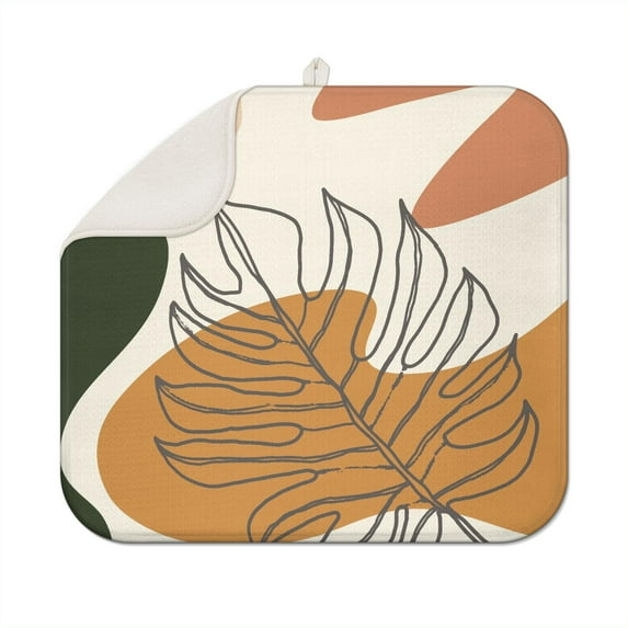Boho Kitchen Dish Drainer Mat 16x18 Inch Super Absorbent Microfiber Washable Reusable Dish Drying Pad for Kitchen Counter and Cafe