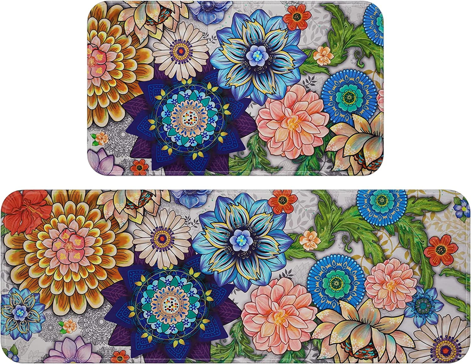 Boho Kitchen Mat 2 PCS Cushioned Anti-Fatigue Kitchen Rugs Non Slip ...