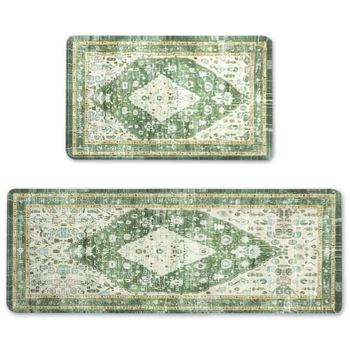 Boho Kitchen Mat Cushioned Anti Fatigue Kitchen Rug Set of 2 Non-Skid Waterproof Kitchen Mats for Floor, Comfort Duty Standing Mat for Kitchen Laundry Office