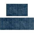 thumbnail image 1 of Boho Kitchen Mat Set of 2,Modern Farmhouse Kitchen Rugs and Mats Non Skid Washable,Moroccan Boho Runner Rugs with Rubber Backing for Kitchen Decor and Accessories (Dark Blue 17"x47"+17"x30"), 1 of 6