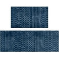 thumbnail image 1 of Boho Kitchen Mat Set of 2,Modern Farmhouse Kitchen Rugs and Mats Non Skid Washable,Moroccan Boho Runner Rugs with Rubber Backing for Kitchen Decor and Accessories (Dark Blue 17"x47"+17"x30"), 1 of 6