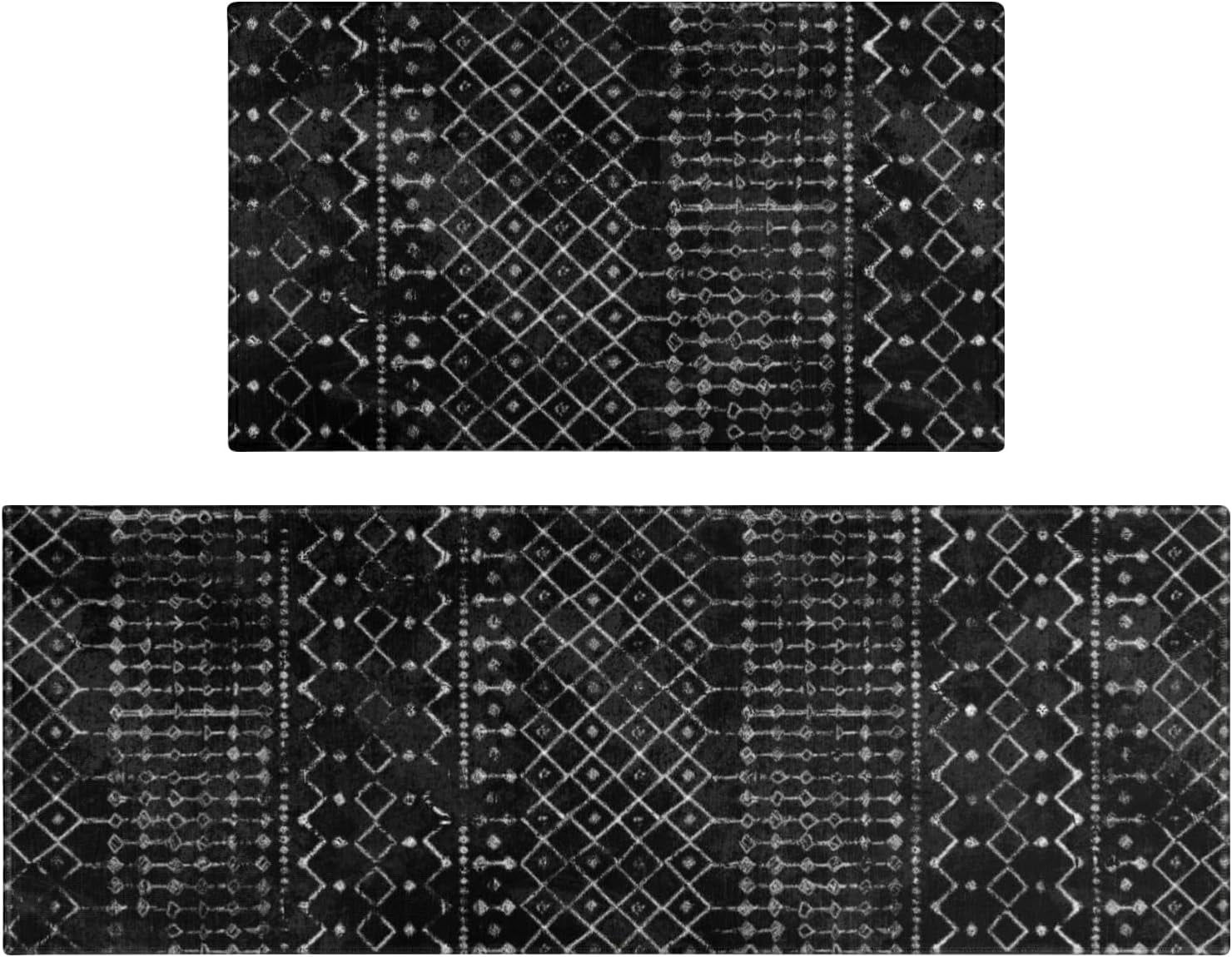 Boho Kitchen Mat Set of 2,Modern Farmhouse Kitchen Rugs and Mats Non