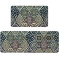 thumbnail image 1 of Boho Kitchen Mats Cushioned Anti-Fatigue Set 2 Piece Kitchen Rugs Non Slip Waterproof Wipe Clean Carpet Rugs for Kitchen Floor Sink Laundry 17x29 and 17x47 Inch, 1 of 6