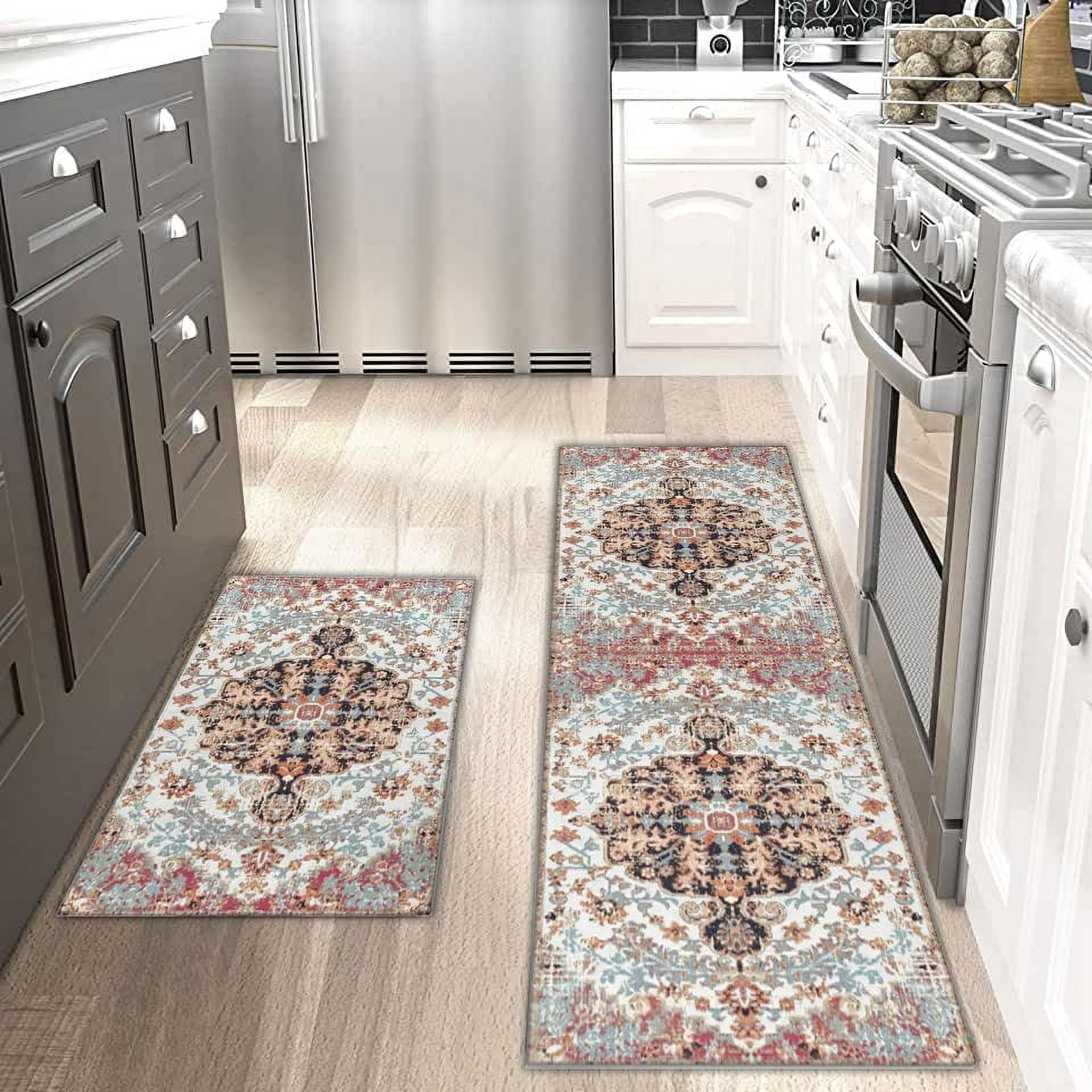Boho Kitchen Mats for Floor Set of 2,Mats for Kitchen Floor, Comfort ...