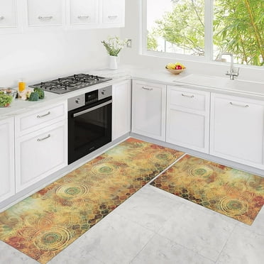 Boho Kitchen Rug Kitchen Floor Mats for in Front of Sink, Anti Fatigue Floor Mat for Kitchen, Padded Kitchen Mats for Standing and Boho Kitchen Matt for Standing for Kitchen Decor 17"X30"+17"X47"