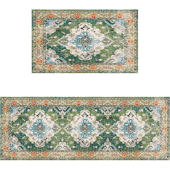 Boho Kitchen Rug Mat Country Rustic Farmhouse Kitchen Rugs Sets of 2, Kitchen Floor Mat Vintage Comfort Standing Desk Office Farmhouse Runner Mat for Laundry, 2PCS