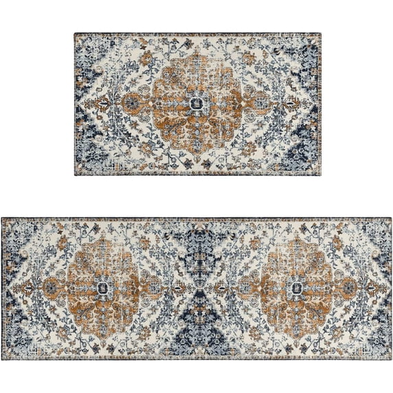 Boho Kitchen Rug Mat Country Rustic Kitchen Rugs Farmhouse Style Washable Non-Slip Kitchen Mats for Floor 2 Piece Boho Kitchen Decor