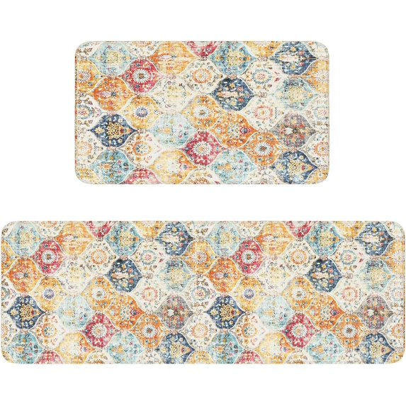 Boho Kitchen Rug Rectangle Yellow Kitchen Rugs Kitchen Rugs Non Slip Washable 2 Sets Washable Kitchen Rugs Farmhouse Style Easter Kitchen Rugs Throw Rugs for Kitchen Yellow Long Soft Kitchen Rug