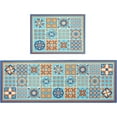 thumbnail image 1 of Boho Kitchen Rug Set of 2- Bohemian Kitchen Mat with Runner, Art Boho Kitchen Decor Accessories Things - Hippie Rugs for Home Kitchen Large Long Blue Orange- Boho Stuff- 17x24 and 17x48 Inch, 1 of 5
