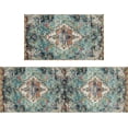 thumbnail image 1 of Boho Kitchen Rug Set, Teal, Set of 2s, Farmhouse Style, Washable, Non Slip, Bohemian Vintage Kitchen Rugs Mats 17"x47"+17"x30", 1 of 7