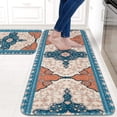 thumbnail image 1 of Boho Kitchen Rug Sets 2 Piece Farmhouse Kitchen Rugs and Mats Non Skid Washable Anti Fatigue Kitchen Mats for Floor Comfort Standing Mat Runner, 17'''' x 47'''' + 17'''' x 30'''', Blue, 1 of 6