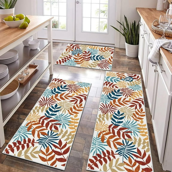 Boho Kitchen Rug Sets 3 Piece, Farmhouse Kitchen Rugs and Mats Non Skid Washable, Non Slip Kitchen Mats for Floor, Vintage Kitchen Floor Mat Carpet for Hallway Laundry Room