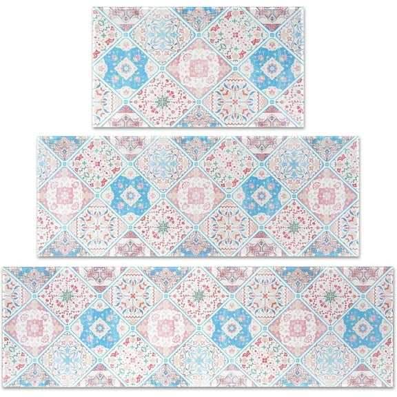 Boho Kitchen Rug Sets 3 Piece with Runner Non Slip Kitchen Rugs and Mats Washable Kitchen Mats for Floor Thick Kitchen Floor Mat Carpet Runner Rugs