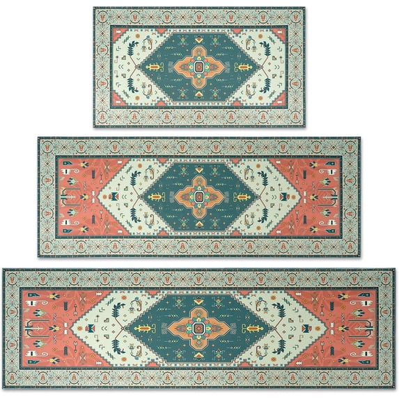 Boho Kitchen Rug Sets 3 Piece with Runner Non Slip Kitchen Rugs and Mats Washable Kitchen Mats for Floor Thick Kitchen Floor Mat Carpet Runner Rugs