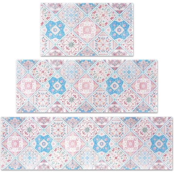 Boho Kitchen Rug Sets 3 Piece with Runner Non Slip Kitchen Rugs and Mats Washable Kitchen Mats for Floor Thick Kitchen Floor Mat Carpet Runner Rugs