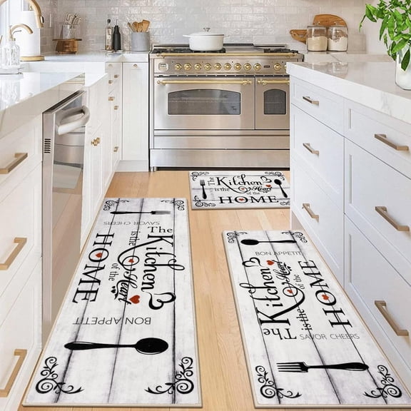 Boho Kitchen Rug Sets 3 Pieces, Washable Kitchen Mats for Floor, Non Slip Soft Kitchen Area Rug Floor Mat for Kitchen, Laundry Room and Hallway (Log, 17"x30"+17"x47"+17"x59")