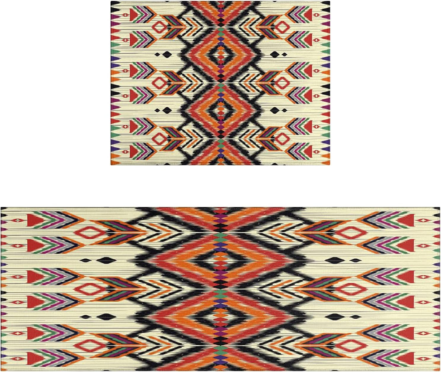 Boho Kitchen Rug Washable NonSlip Kitchen Mat Set of 2 Bohemian