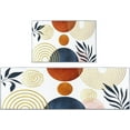thumbnail image 1 of Boho Kitchen Rugs and Mats Non Skid Washable Set of 2, Blue Orange Leaves Pink Modern Kitchen Runner Rug, Mid Century Kitchen Floor Mat Under Sink Mat Throw Rug for Doormat, 1 of 6